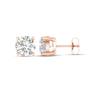 4.00 Carat T.W. Round-cut Lab Grown Diamond ( G-H/VS ) 14K Gold Stud Earrings with Double Notch Post & Pushback