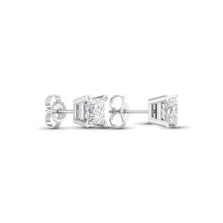 2.00 Carat T.W. Princess-cut Lab Grown Diamond ( G-H/VS ) 14K Gold Stud Earrings with Double Notch Post & Pushback