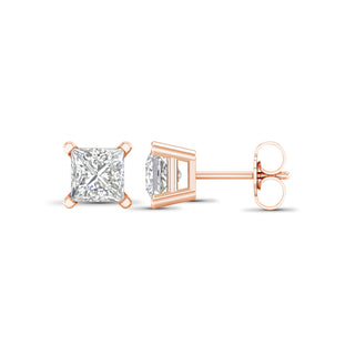 2.00 Carat T.W. Princess-cut Lab Grown Diamond ( G-H/VS ) 14K Gold Stud Earrings with Double Notch Post & Pushback