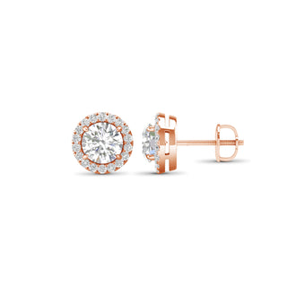 2 1/4 Carat T.W. Round-cut Lab Grown Diamond ( G-H/VS ) 14K Gold Halo Earrings with threaded post & screw back