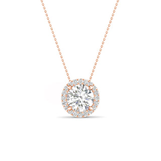 2 1/5 Carat T.W. Round-cut Lab Grown Diamond ( G-H/VS ) 14K Gold Halo Pendant with Box Chain