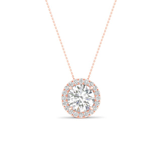 3 1/4 Carat T.W. Round-cut Lab Grown Diamond ( G-H/VS ) 14K Gold Halo Pendant with Box Chain