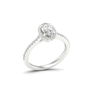 1.00 Carat T.W. Oval/Round-cut Lab Grown Diamond ( G-H/VS ) 14K Gold Halo Ring