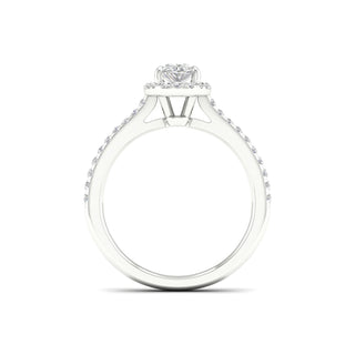 1.00 Carat T.W. Oval/Round-cut Lab Grown Diamond ( G-H/VS ) 14K Gold Halo Ring