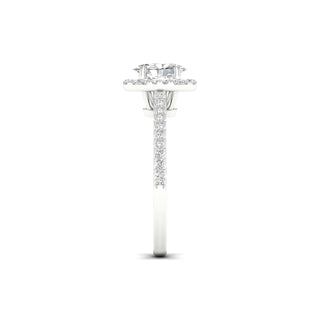 1.00 Carat T.W. Oval/Round-cut Lab Grown Diamond ( G-H/VS ) 14K Gold Halo Ring