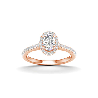 1.00 Carat T.W. Oval/Round-cut Lab Grown Diamond ( G-H/VS ) 14K Gold Halo Ring