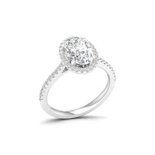2 1/4 Carat T.W. Oval/Round-cut Lab Grown Diamond ( G-H/VS ) 14K Gold Halo Ring