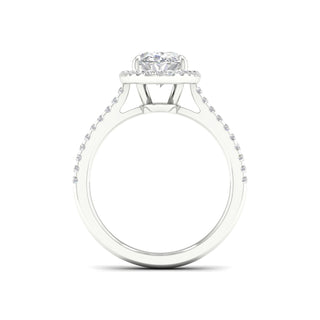 2 1/4 Carat T.W. Oval/Round-cut Lab Grown Diamond ( G-H/VS ) 14K Gold Halo Ring