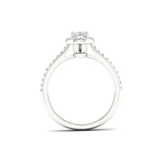 1.00 Carat T.W. Pear/Round-cut Lab Grown Diamond ( G-H/VS ) 14K Gold Halo Ring