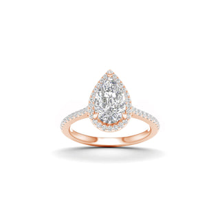 2 1/4 Carat T.W. Pear/Round-cut Lab Grown Diamond ( G-H/VS ) 14K Gold Halo Ring