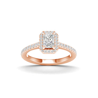 1.00 Carat T.W. Radiant/Round-cut Lab Grown Diamond ( G-H/VS ) 14K Gold Halo Ring