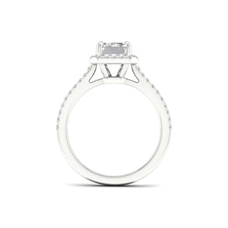 2 1/4 Carat T.W. Radiant/Round-cut Lab Grown Diamond ( G-H/VS ) 14K Gold Halo Ring