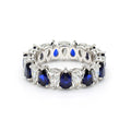 Pear Shape Sapphire & White Diamond 14K White Gold Eternity band Size 6.5