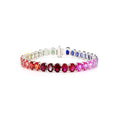 Oval Shape Rainbow Color 14K White Gold Bracelet