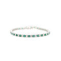 Round Shape Emerald & White Diamond 14K White Gold Bracelet