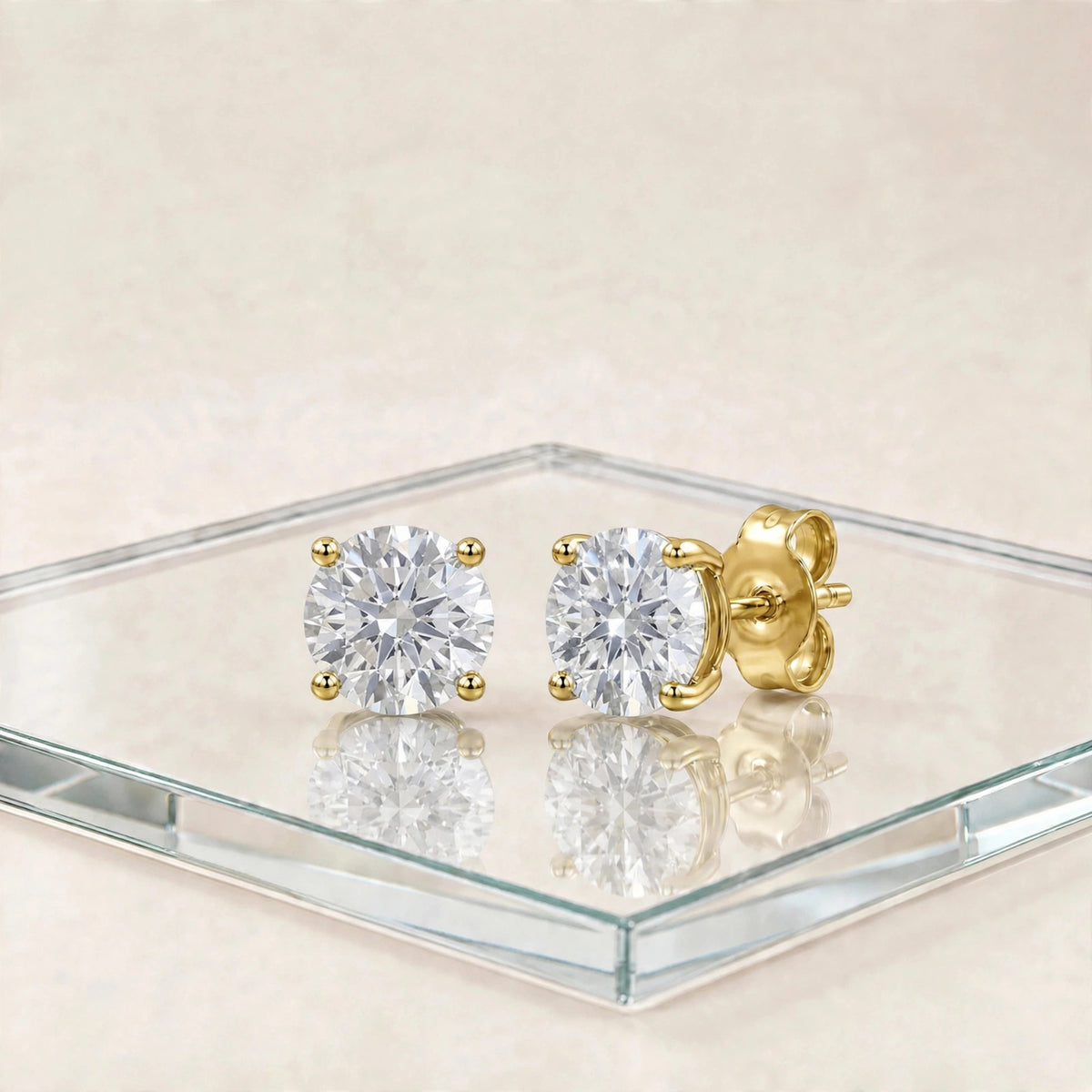 3-Pair 14K Yellow Gold Lab Diamond Stud Set 0.25ctw 3 Styles F/VS+