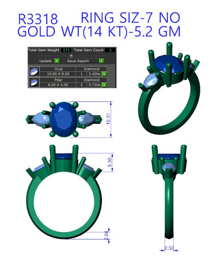 Rings-Engagement, 14k WG LG Ruby Oval  Size 7