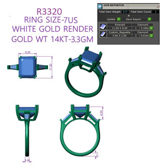 LG Rings Sapphire  EM Cut 14k WG Size 7