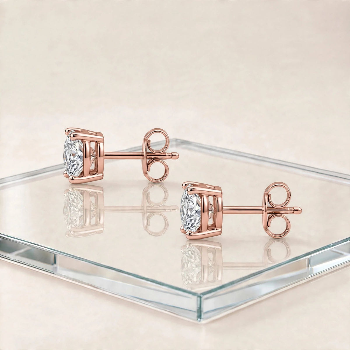 3-Pair 14K Rose Gold Lab Diamond Stud Set 0.25ctw 3 Styles F/VS+