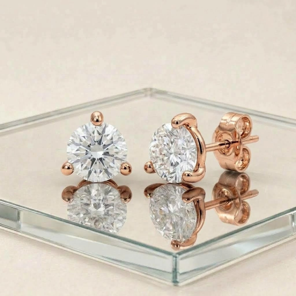 3-Pair 14K Rose Gold Lab Diamond Stud Set 0.25ctw 3 Styles F/VS+
