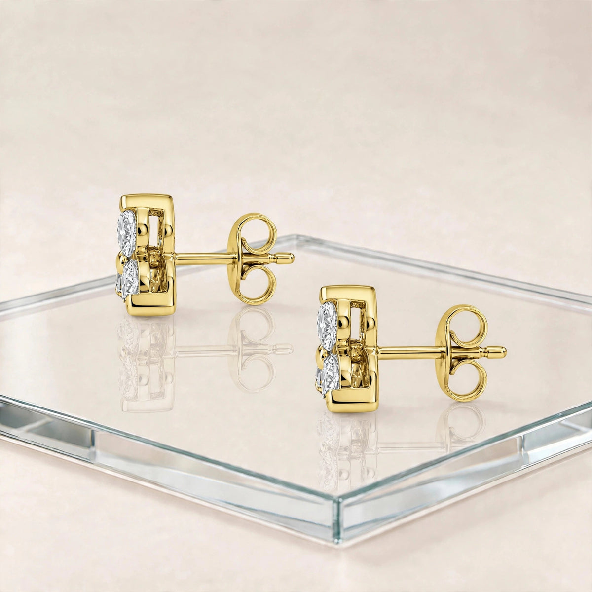 3-Pair 14K Yellow Gold Lab Diamond Stud Set 0.25ctw 3 Styles F/VS+