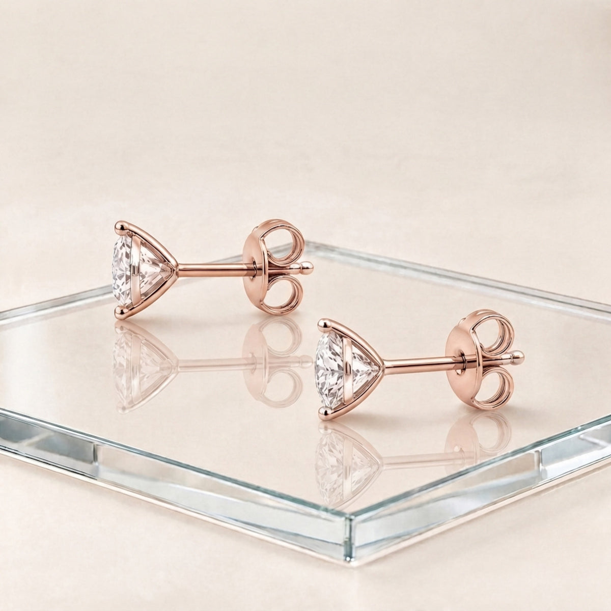 3-Pair 14K Rose Gold Lab Diamond Stud Set 0.25ctw 3 Styles F/VS+