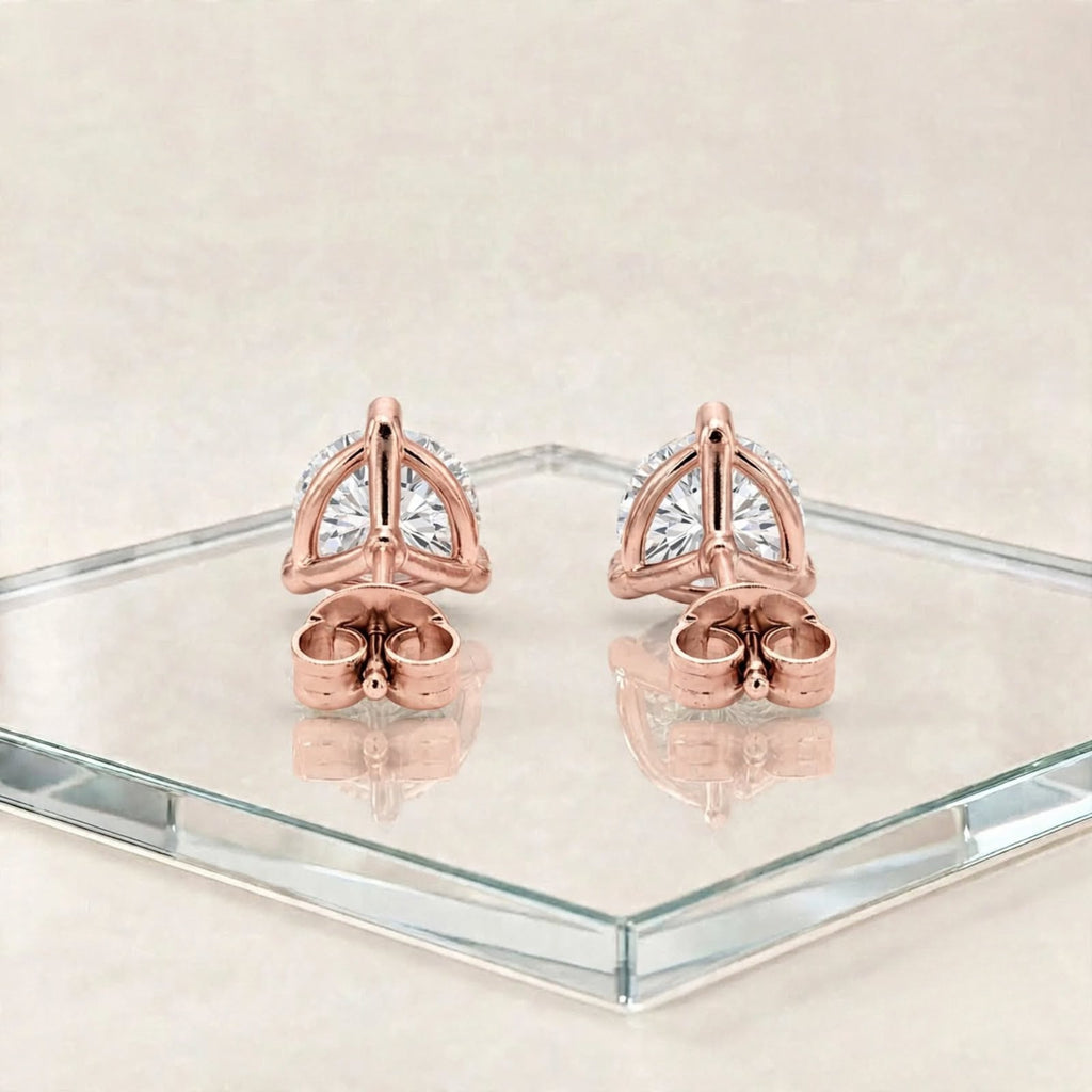3-Pair 14K Rose Gold Lab Diamond Stud Set 0.25ctw 3 Styles F/VS+