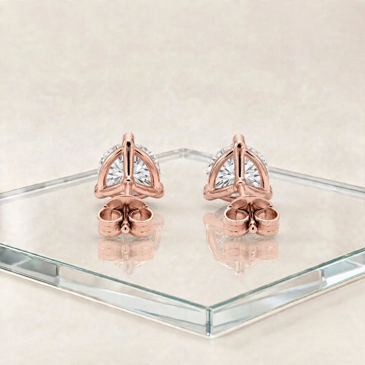 3-Pair 14K Rose Gold Lab Diamond Stud Set 0.25ctw 3 Styles F/VS+