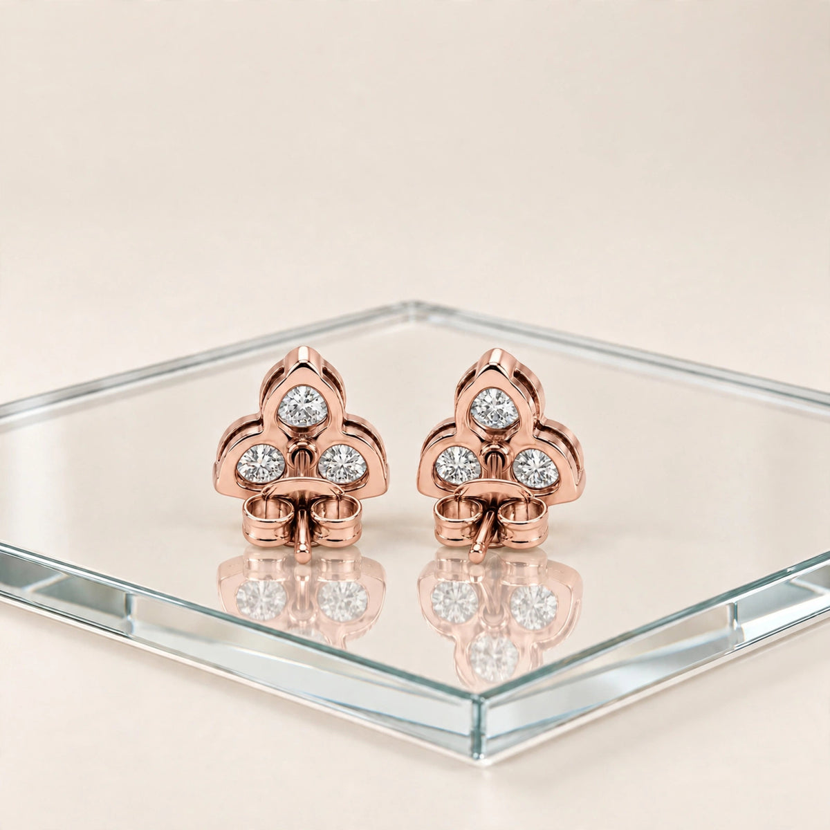 3-Pair 14K Rose Gold Lab Diamond Stud Set 0.25ctw 3 Styles F/VS+