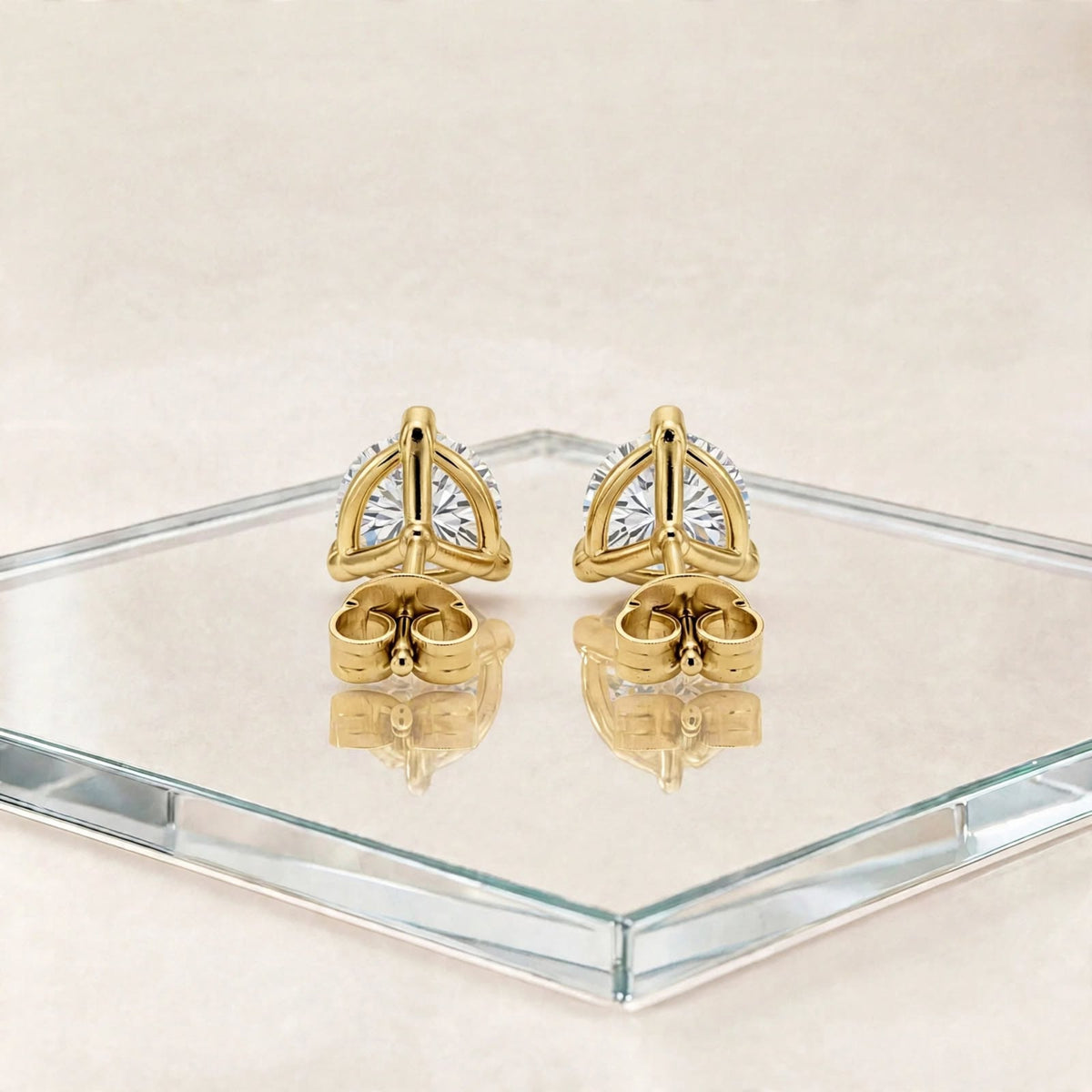 3-Pair 14K Yellow Gold Lab Diamond Stud Set 0.25ctw 3 Styles F/VS+