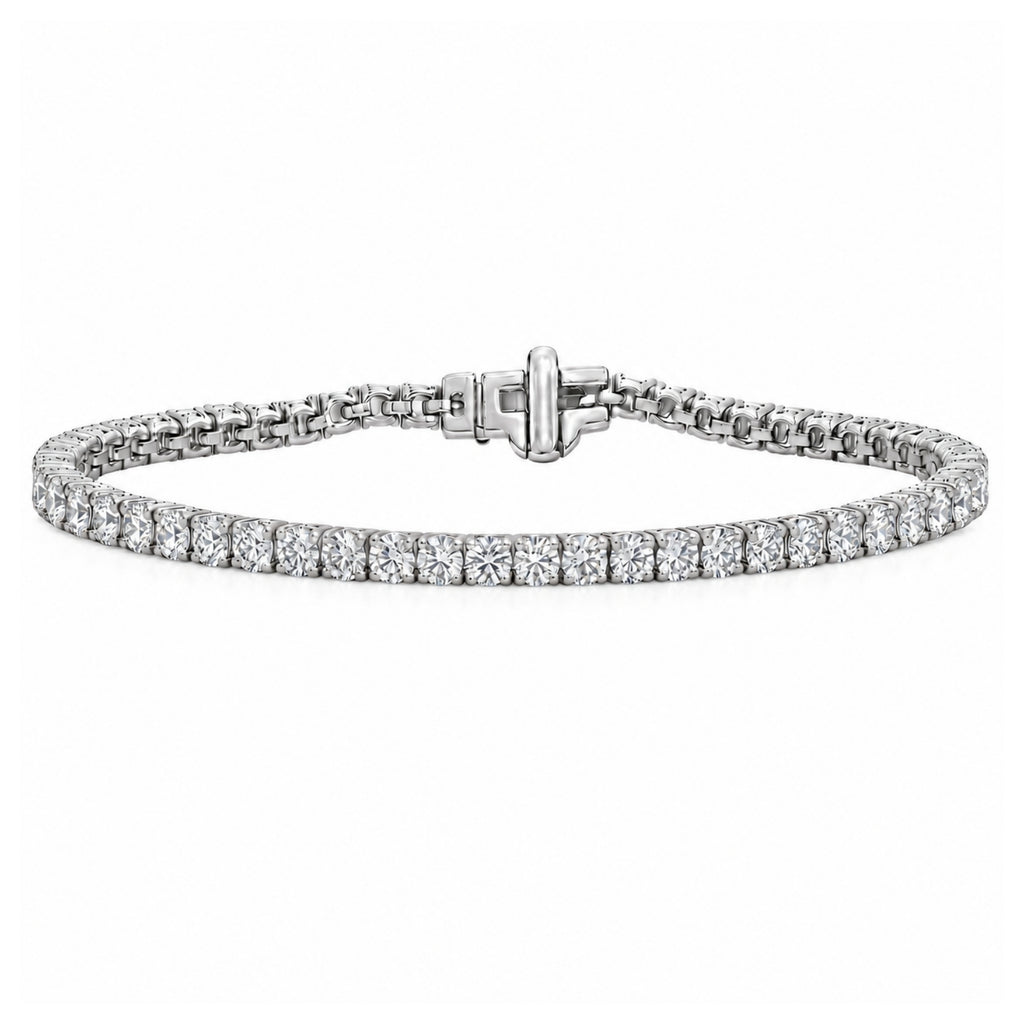 2.00 - 12.00 Carat Carat T.W. Round-cut Lab Grown Diamond (F/VS+) 14K Gold Bracelet - Assorted Colors & Carat