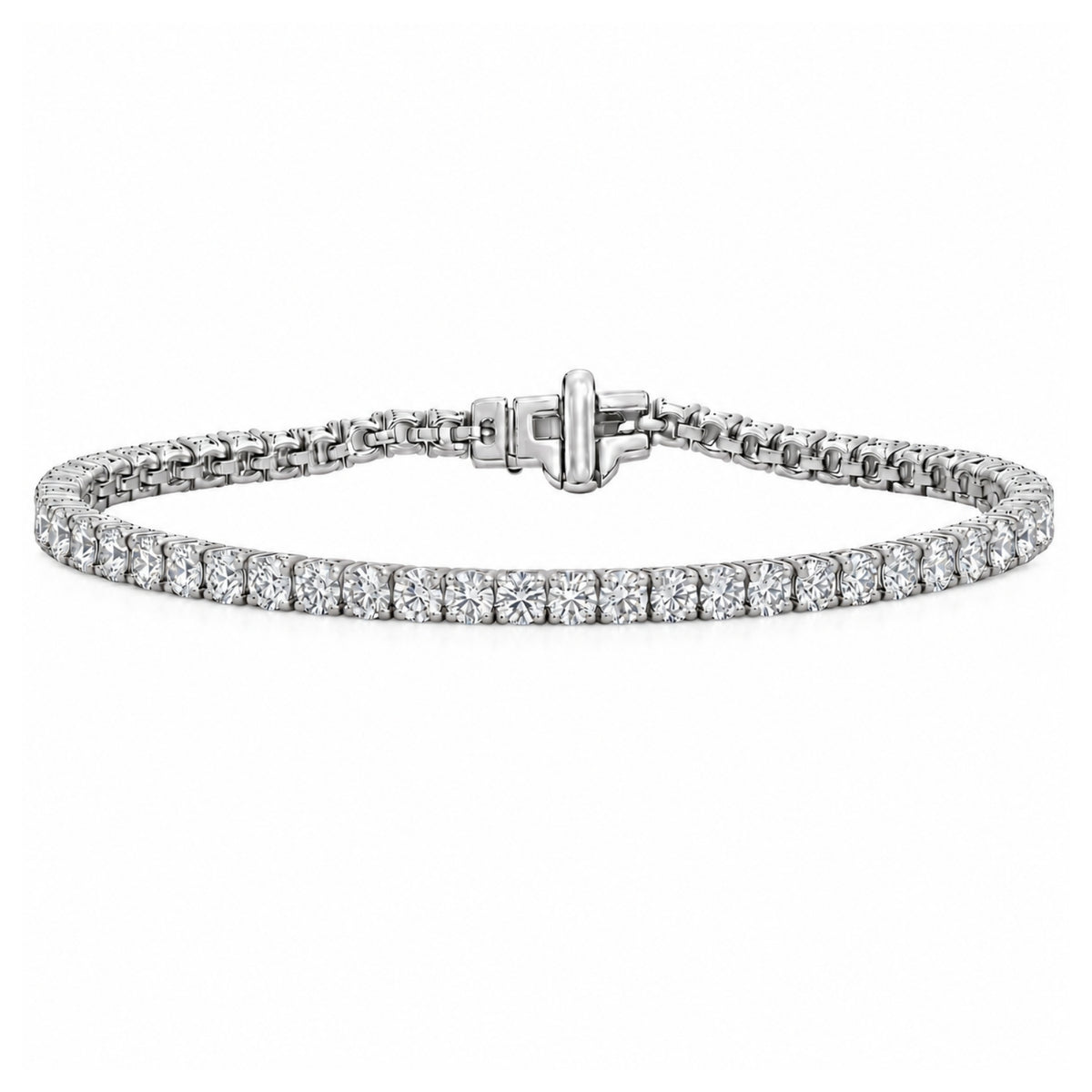 2.00 - 12.00 Carat Carat T.W. Round-cut Lab Grown Diamond (F/VS+) 14K Gold Bracelet - Assorted Colors & Carat