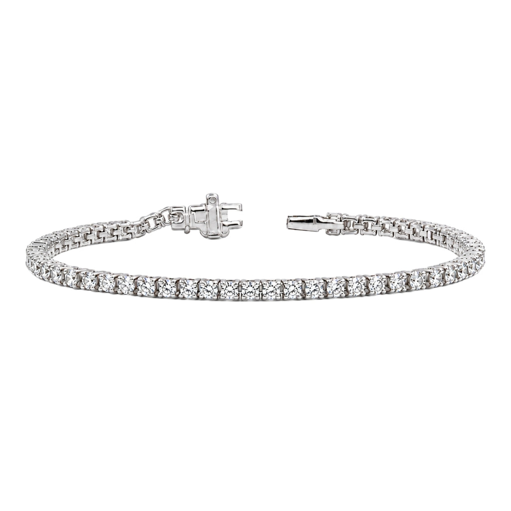 2.00 - 12.00 Carat Carat T.W. Round-cut Lab Grown Diamond (F/VS+) 14K Gold Bracelet - Assorted Colors & Carat