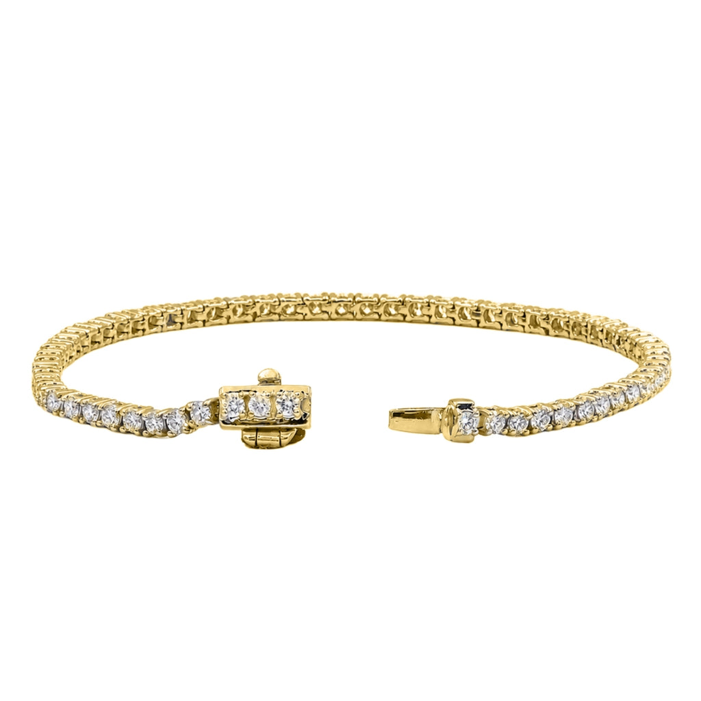 2.00 - 12.00 Carat Carat T.W. Round-cut Lab Grown Diamond (F/VS+) 14K Gold Bracelet - Assorted Colors & Carat