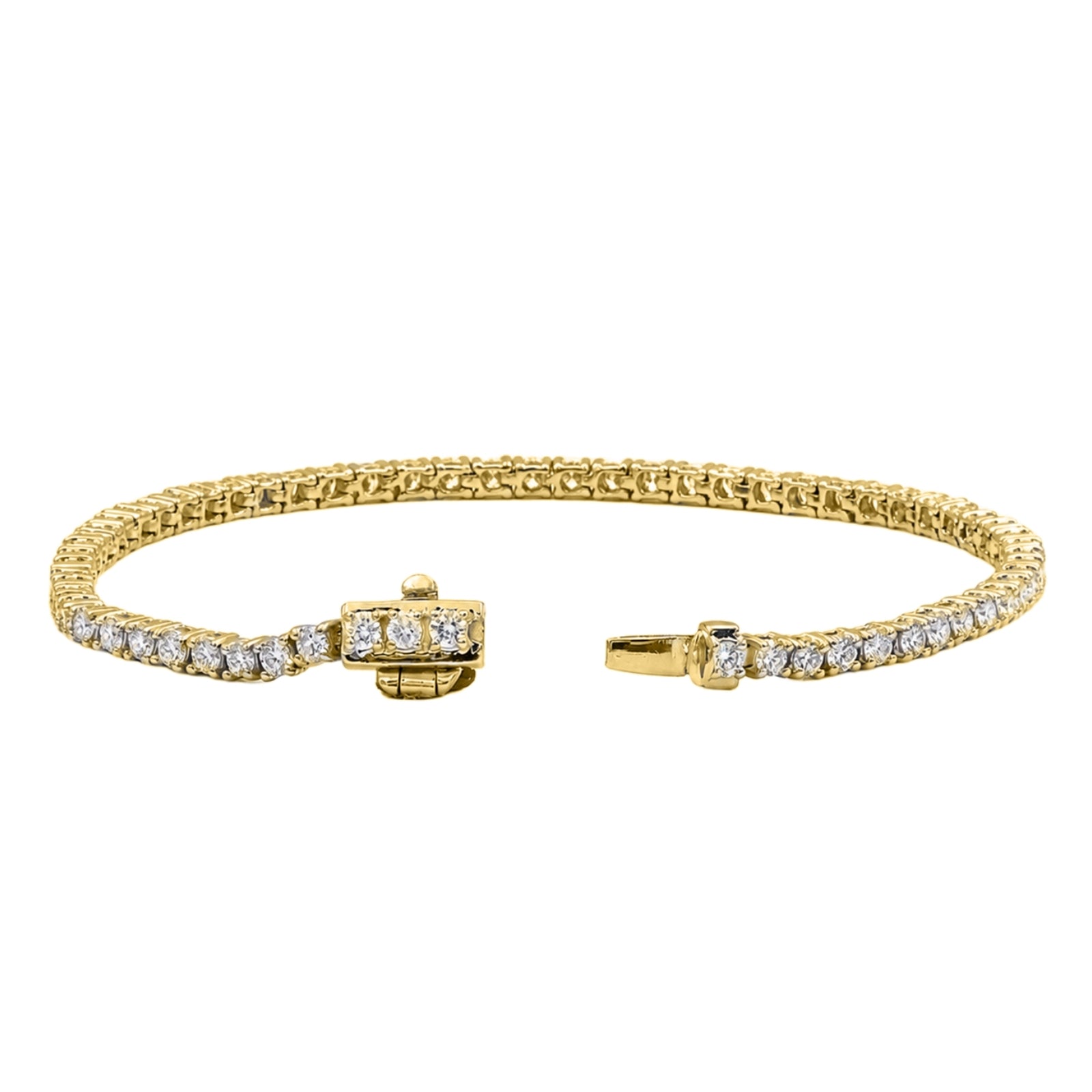 2.00 - 12.00 Carat Carat T.W. Round-cut Lab Grown Diamond (F/VS+) 14K Gold Bracelet - Assorted Colors & Carat