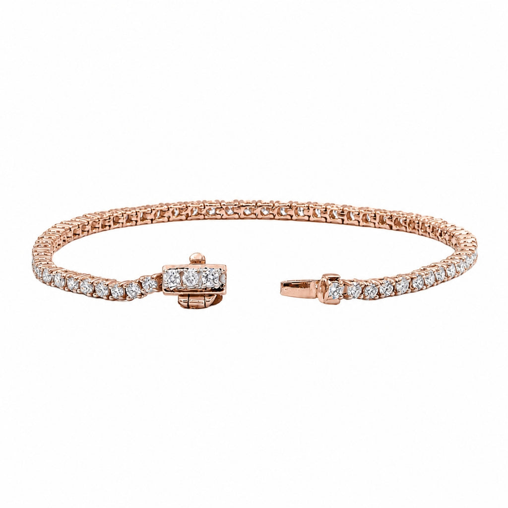 2.00 - 12.00 Carat Carat T.W. Round-cut Lab Grown Diamond (F/VS+) 14K Gold Bracelet - Assorted Colors & Carat