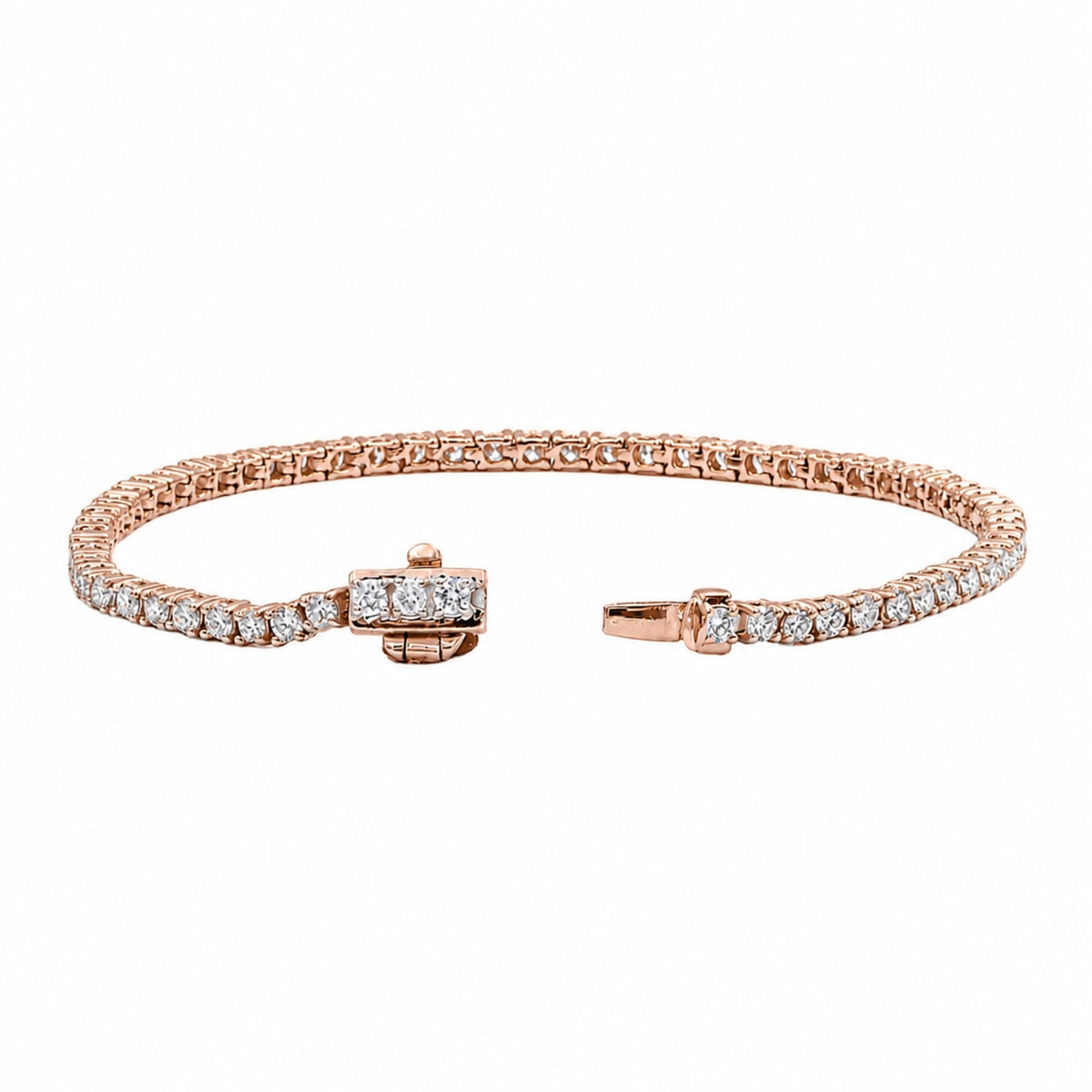 2.00 - 12.00 Carat Carat T.W. Round-cut Lab Grown Diamond (F/VS+) 14K Gold Bracelet - Assorted Colors & Carat