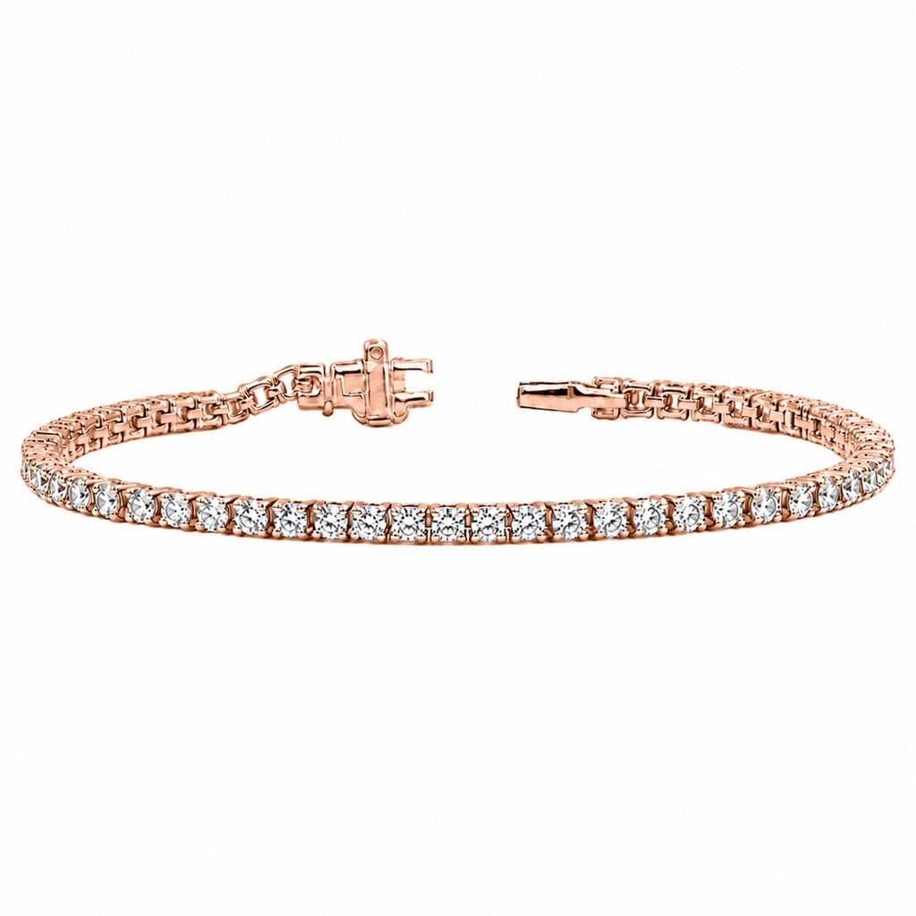 2.00 - 12.00 Carat Carat T.W. Round-cut Lab Grown Diamond (F/VS+) 14K Gold Bracelet - Assorted Colors & Carat