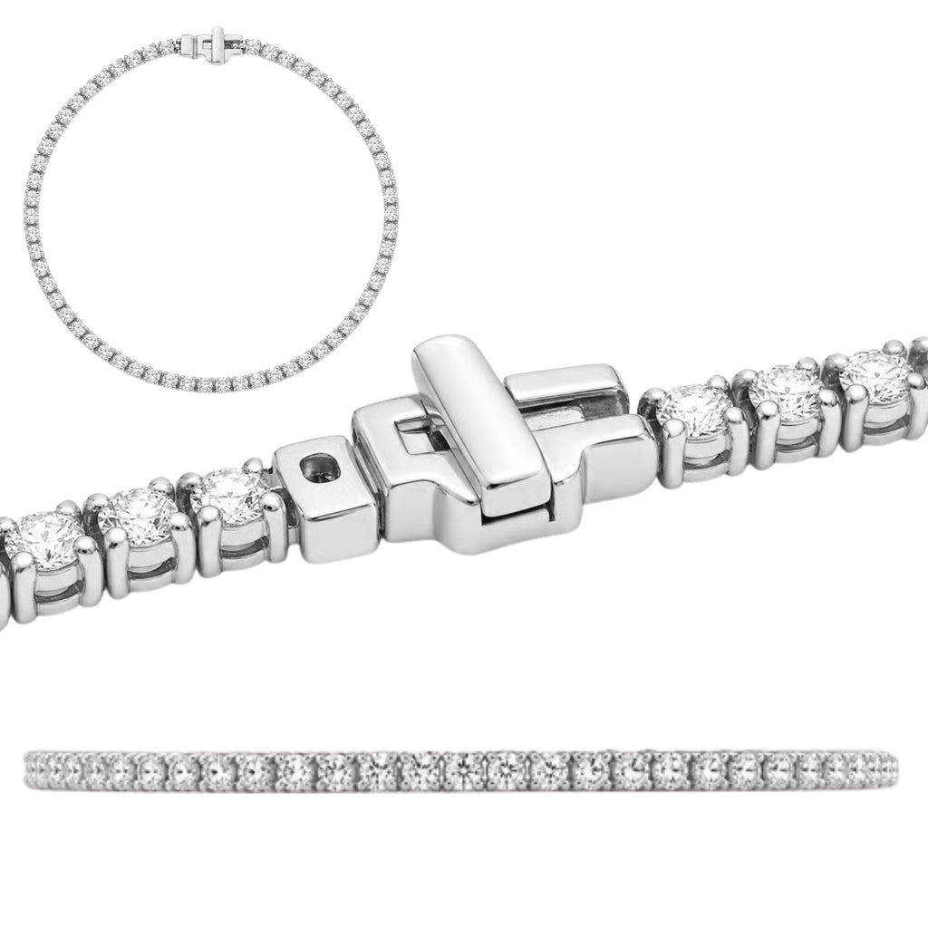 2.00 - 12.00 Carat Carat T.W. Round-cut Lab Grown Diamond (F/VS+) 14K Gold Bracelet - Assorted Colors & Carat