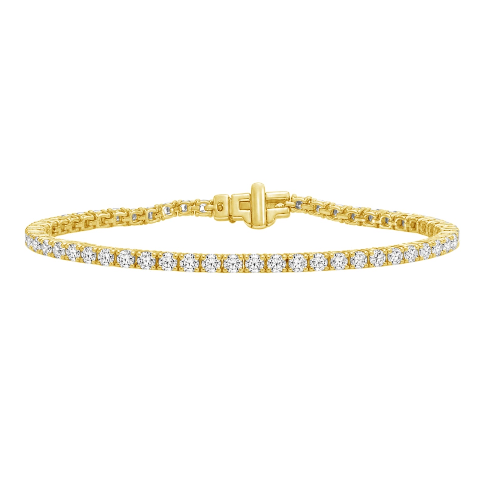 2.00 - 12.00 Carat Carat T.W. Round-cut Lab Grown Diamond (F/VS+) 14K Gold Bracelet - Assorted Colors & Carat