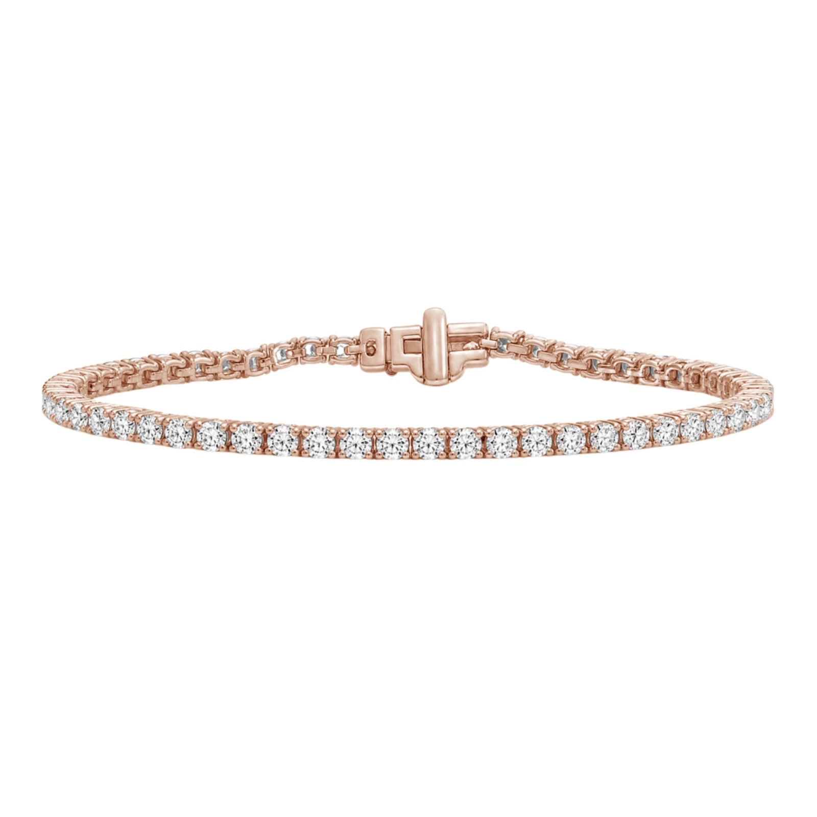 2.00 - 12.00 Carat Carat T.W. Round-cut Lab Grown Diamond (F/VS+) 14K Gold Bracelet - Assorted Colors & Carat