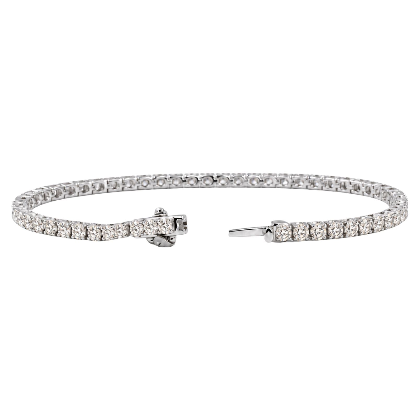 Diamonair Lab Grown Diamond (F/VS+) 2.00 carat Round cut Sterling Silver Tennis Bracelet - Sterling Silver | Gold over Silver