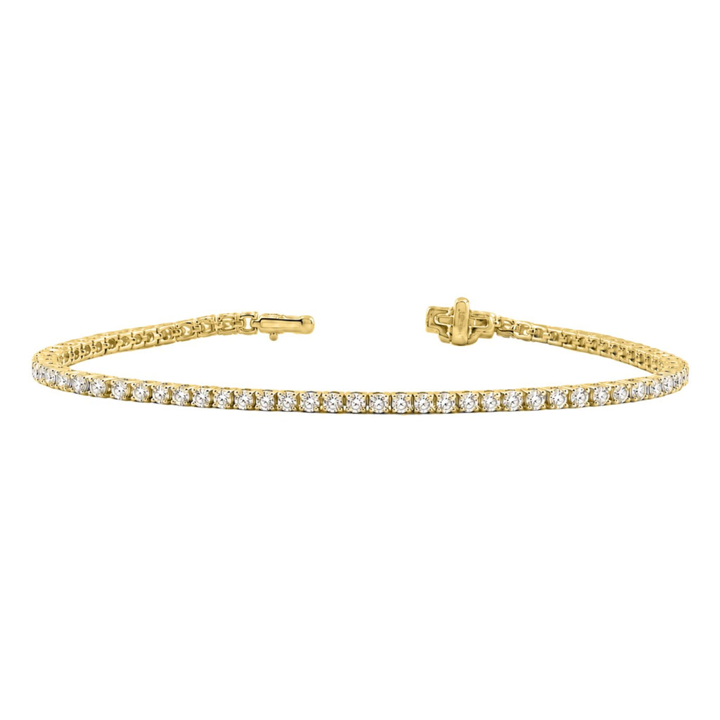 Diamonair Lab Grown Diamond (F/VS+) 2.00 carat Round cut Sterling Silver Tennis Bracelet - Sterling Silver | Gold over Silver