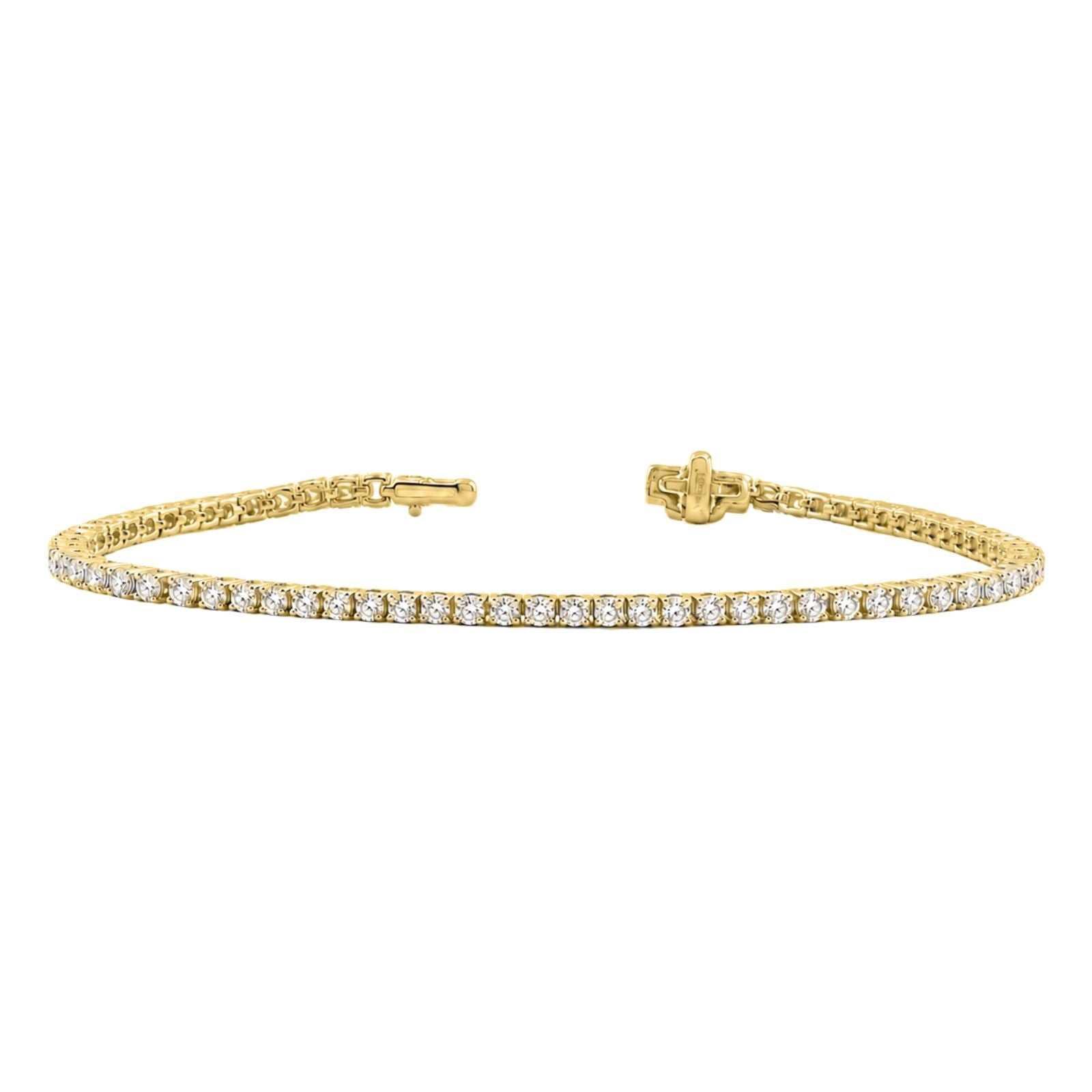 Diamonair Lab Grown Diamond (F/VS+) 2.00 carat Round cut Sterling Silver Tennis Bracelet - Sterling Silver | Gold over Silver