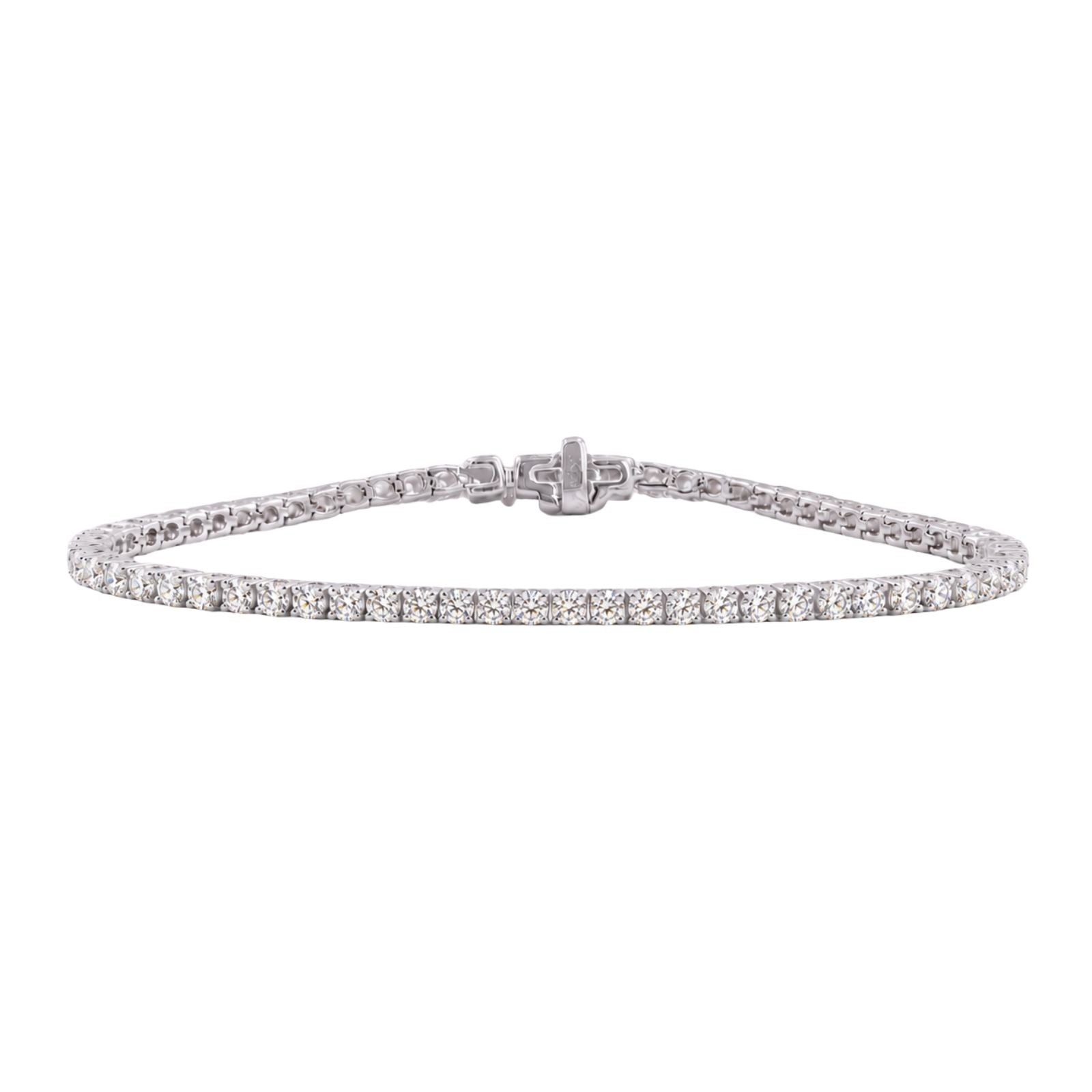 Diamonair Lab Grown Diamond (F/VS+) 3.00 carat Round cut Sterling Silver Tennis Bracelet - Sterling Silver | Gold over Silver