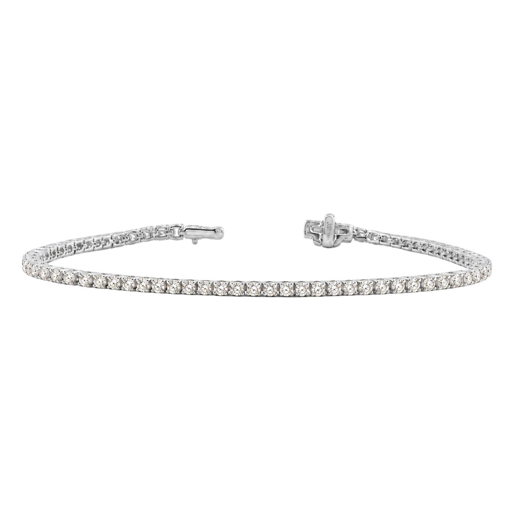 Diamonair Lab Grown Diamond (F/VS+) 3.00 carat Round cut Sterling Silver Tennis Bracelet - Sterling Silver | Gold over Silver