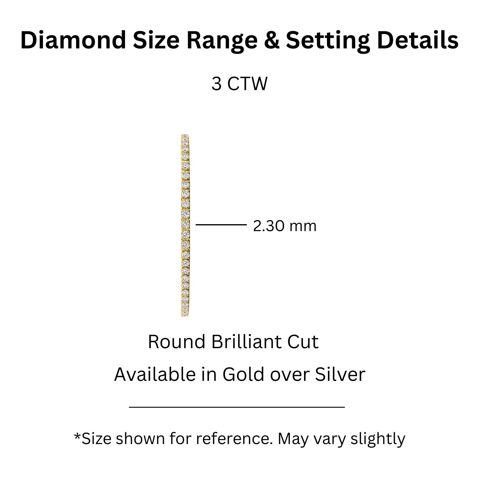 Diamonair Lab Grown Diamond (F/VS+) 3.00 carat Round cut Sterling Silver Tennis Bracelet - Sterling Silver | Gold over Silver