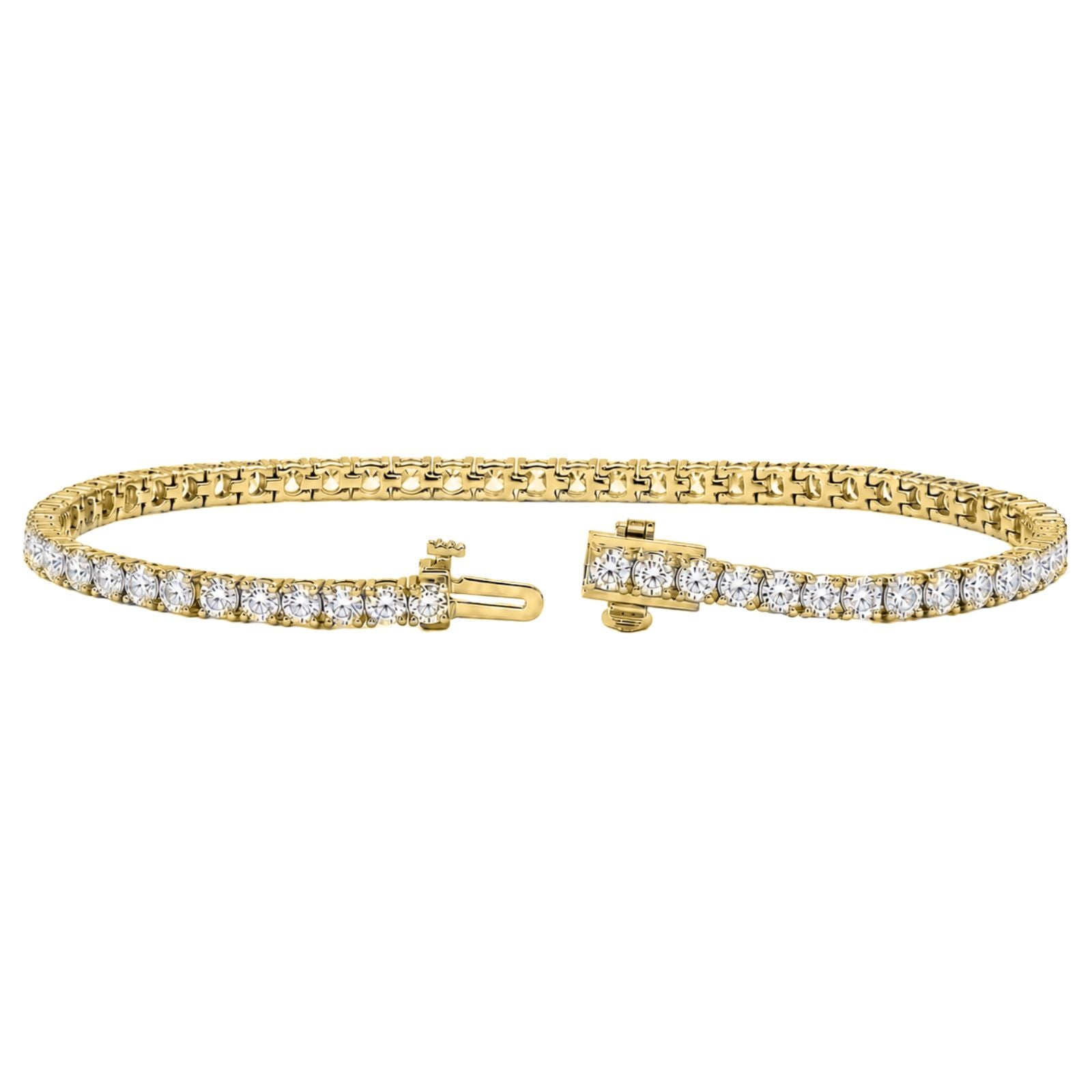 Diamonair Lab Grown Diamond (F/VS+) 5.00 carat Round cut Sterling Silver Tennis Bracelet - Sterling Silver | Gold over Silver