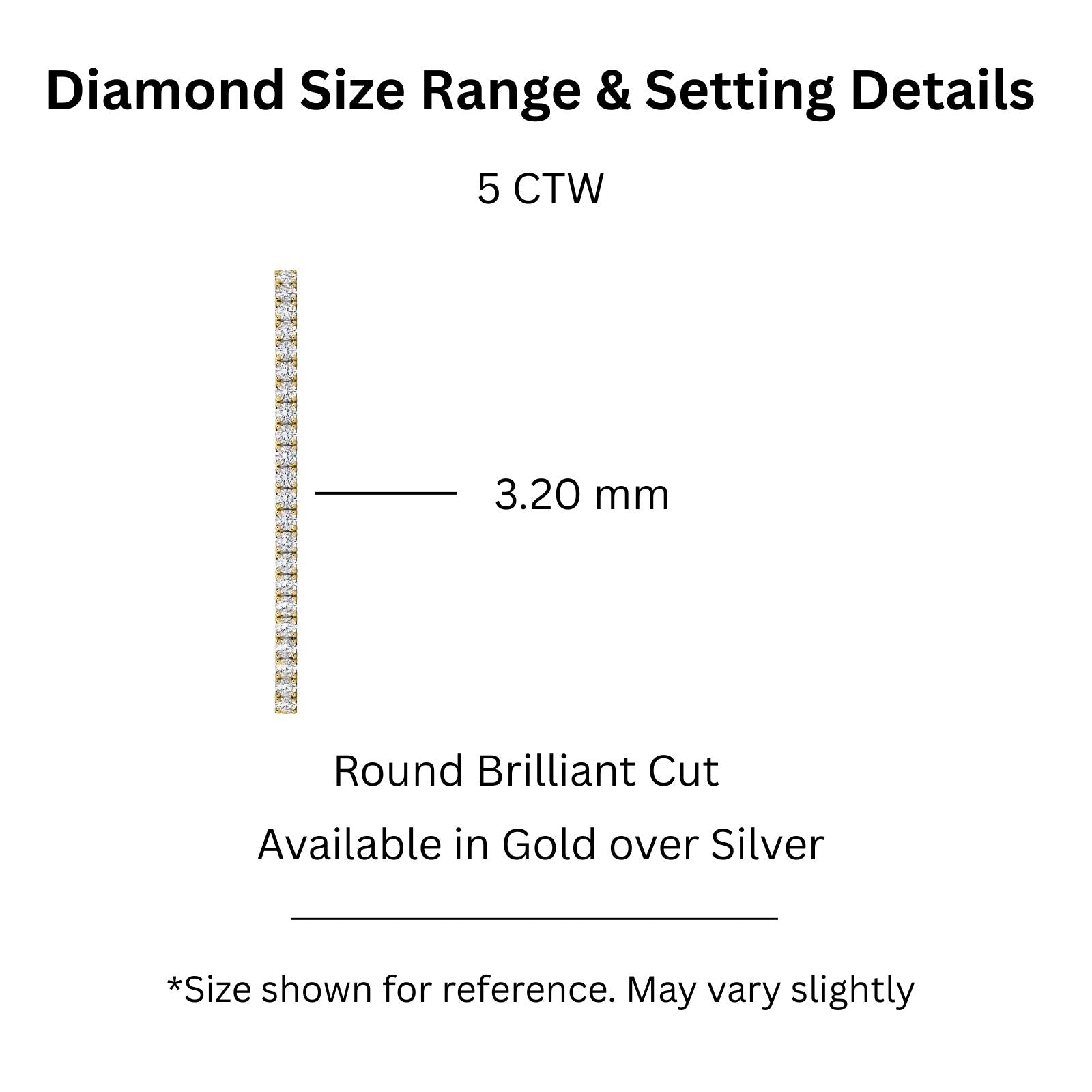 Diamonair Lab Grown Diamond (F/VS+) 7.00 carat Round cut Sterling Silver Tennis Bracelet - Sterling Silver | Gold over Silver