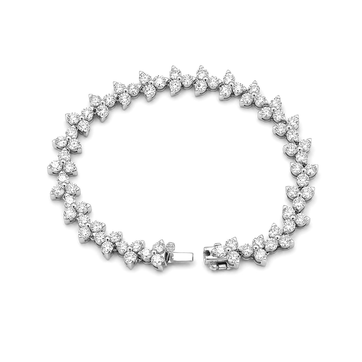 Diamonair Lab Grown Diamond (F/VS+) 10.00 carat Round cut Sterling Silver Link Bracelet - Sterling Silver | Gold over Silver